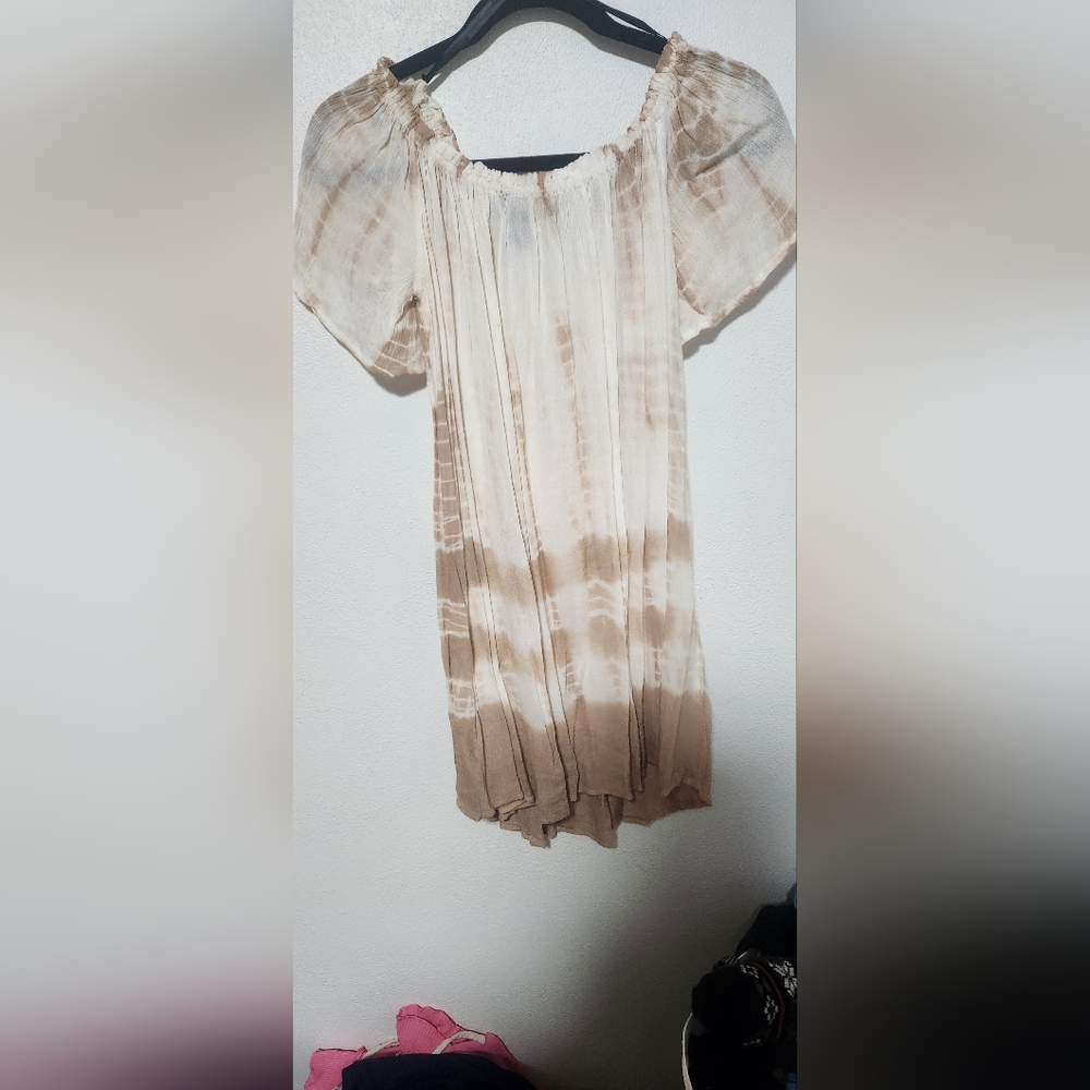 Forever 21 Cream and Tan Dress